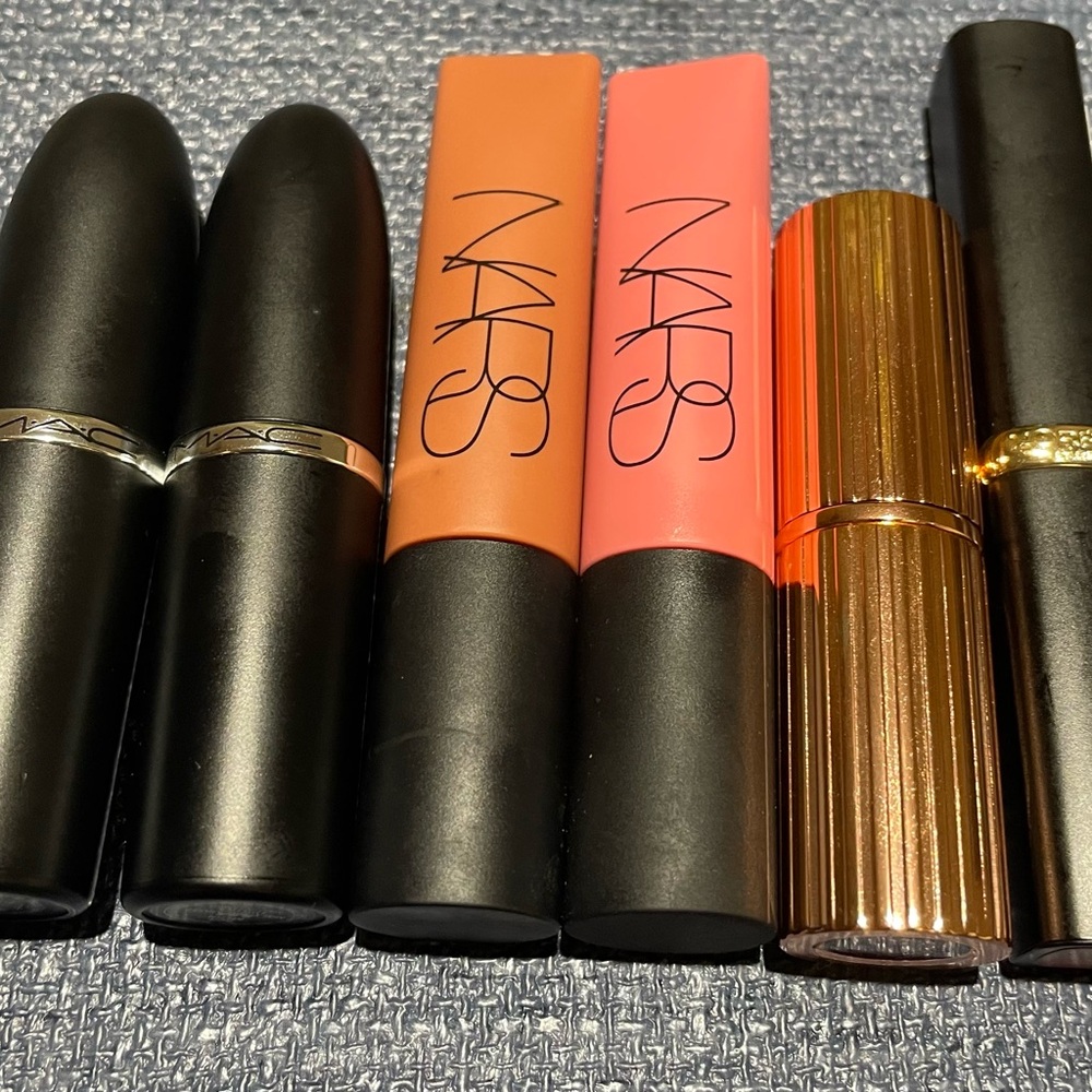 High-End Matte & Nude Lipstick Lot – MAC, Charlotte Tilbury, NARS (Full Size)